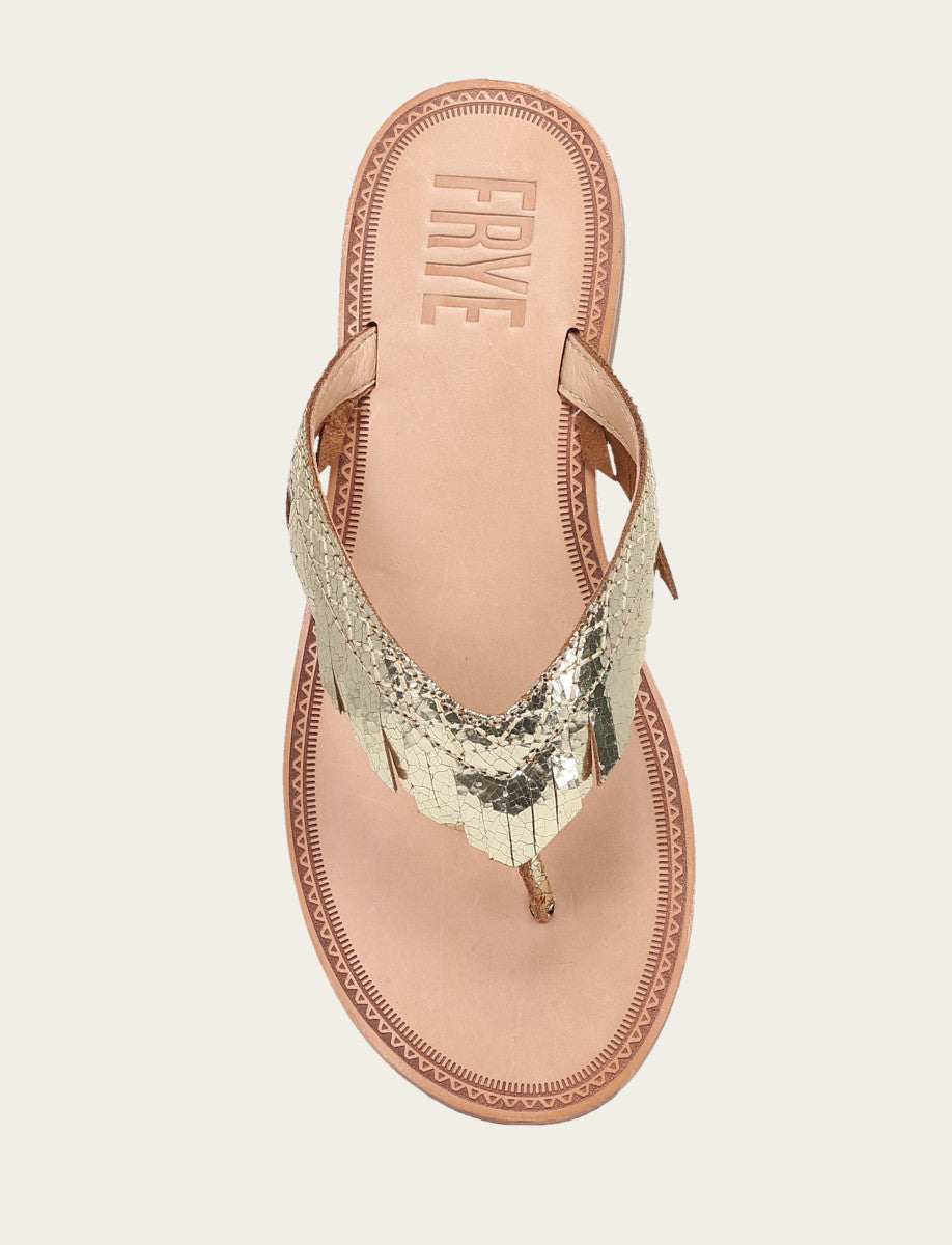 Frye Women's Gold Mirror Ava Fringe Sandals Gold Mirror