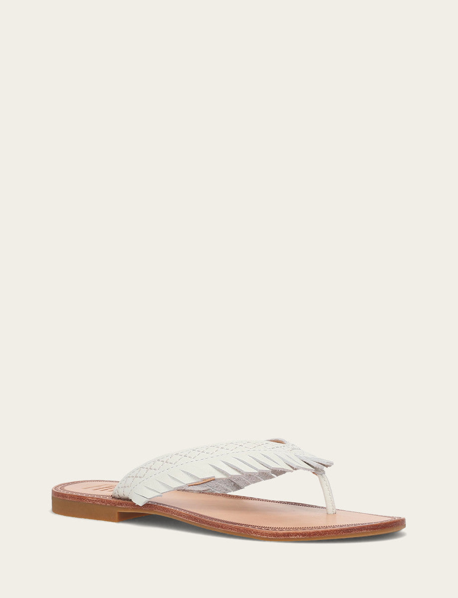Frye Women's White Ava Fringe Sandals White
