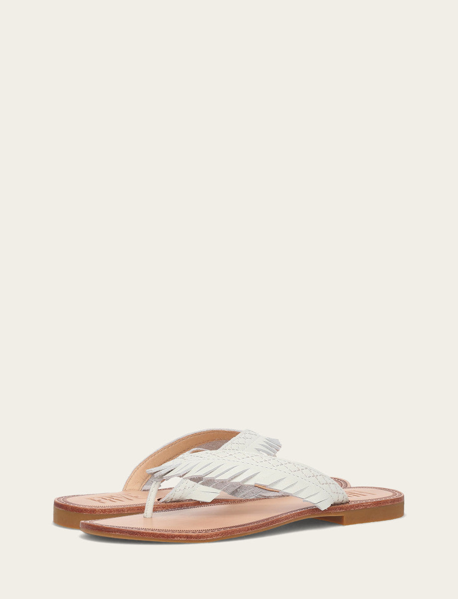 Frye Women's White Ava Fringe Sandals White