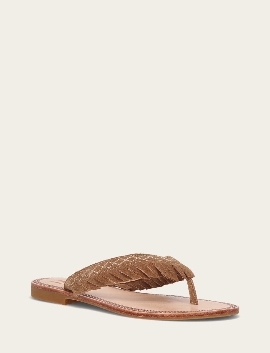 Frye Women's Almond Ava Fringe Sandals Almond