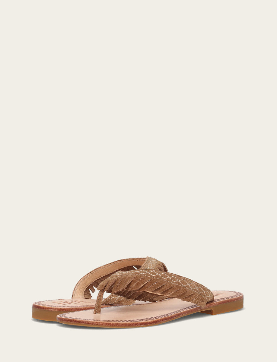 Frye Women's Almond Ava Fringe Sandals Almond