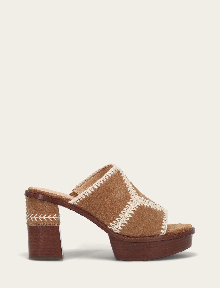 Frye Women's Almond Pipa Crochet Platform Sandals Almond