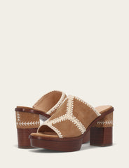 Frye Women's Almond Pipa Crochet Platform Sandals Almond
