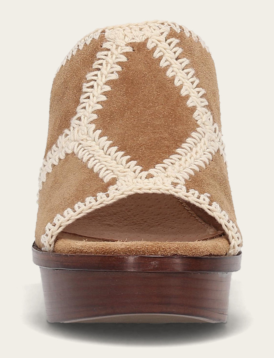 Frye Women's Almond Pipa Crochet Platform Sandals Almond