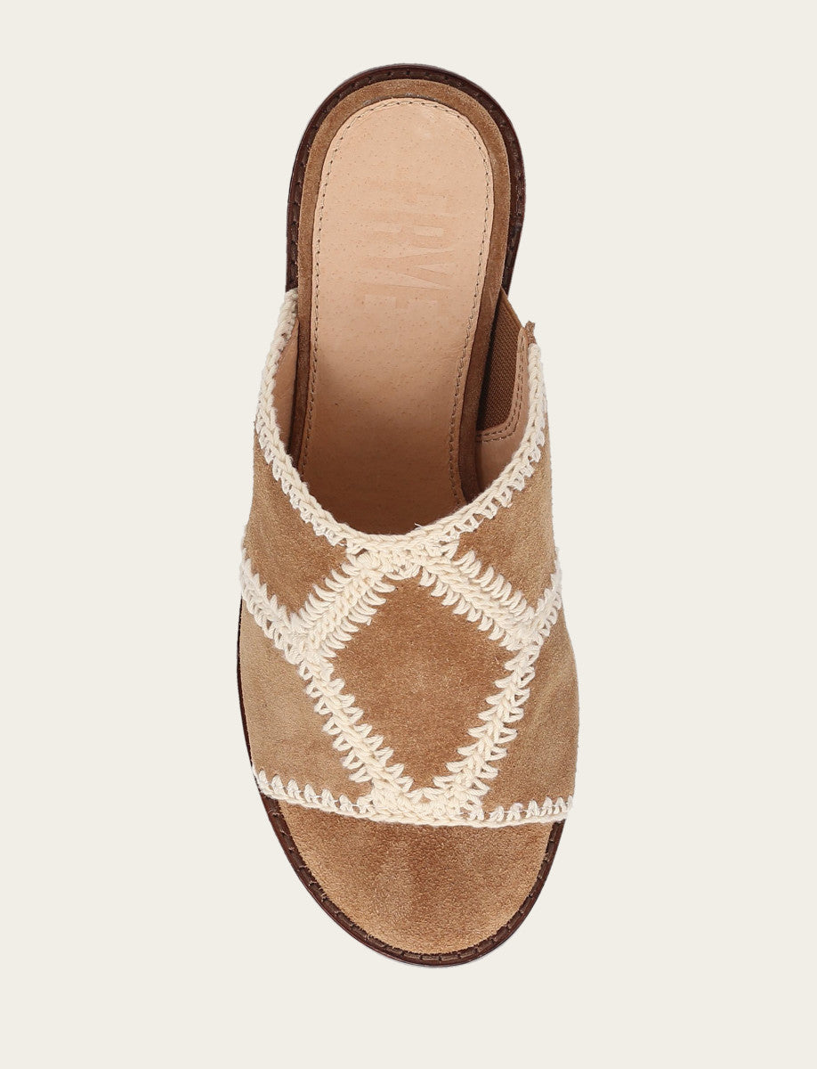 Frye Women's Almond Pipa Crochet Platform Sandals Almond