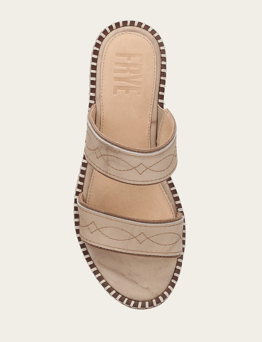 Frye Women's Almond Joy Woodstock 2 Band Platform Slide Sandals Natural/ Almond