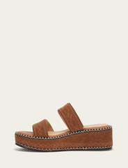 Frye Women's Bark Joy Woodstock 2 Band Platform Slide Sandals Bark