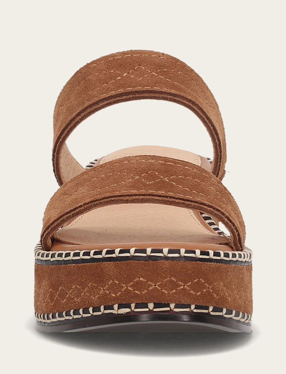 Frye Women's Bark Joy Woodstock 2 Band Platform Slide Sandals Bark