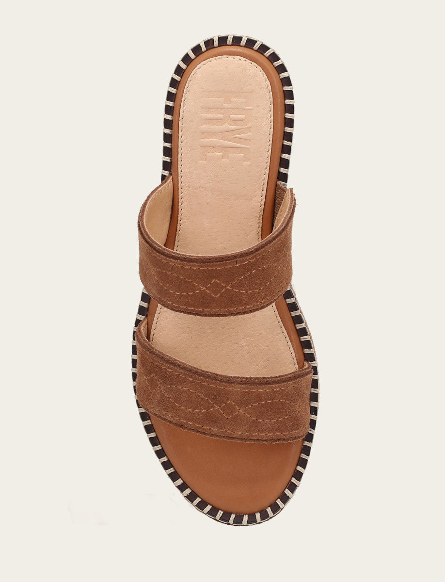Frye Women's Bark Joy Woodstock 2 Band Platform Slide Sandals Bark