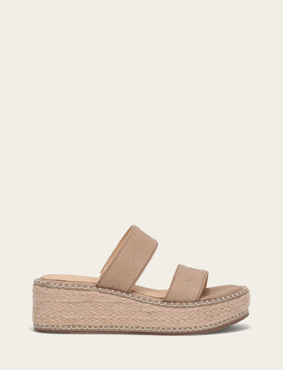 Frye Women's Clay Joy Woodstock 2 Band Platform Slide Sandals Clay