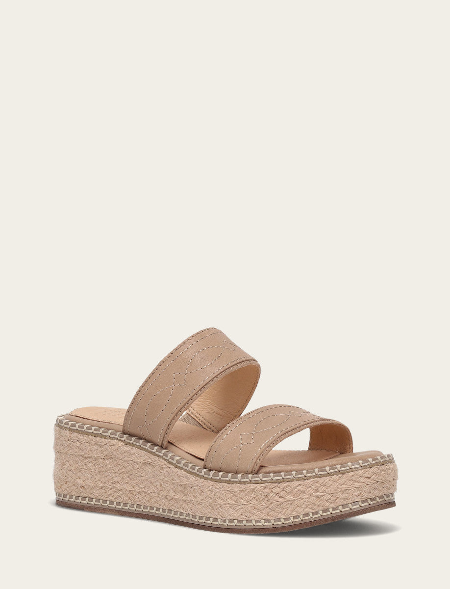 Frye Women's Clay Joy Woodstock 2 Band Platform Slide Sandals Clay
