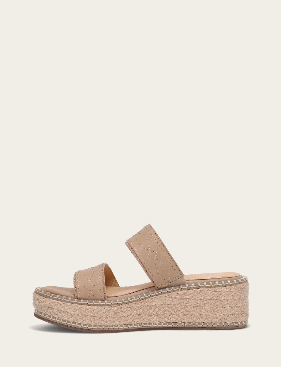 Frye Women's Clay Joy Woodstock 2 Band Platform Slide Sandals Clay