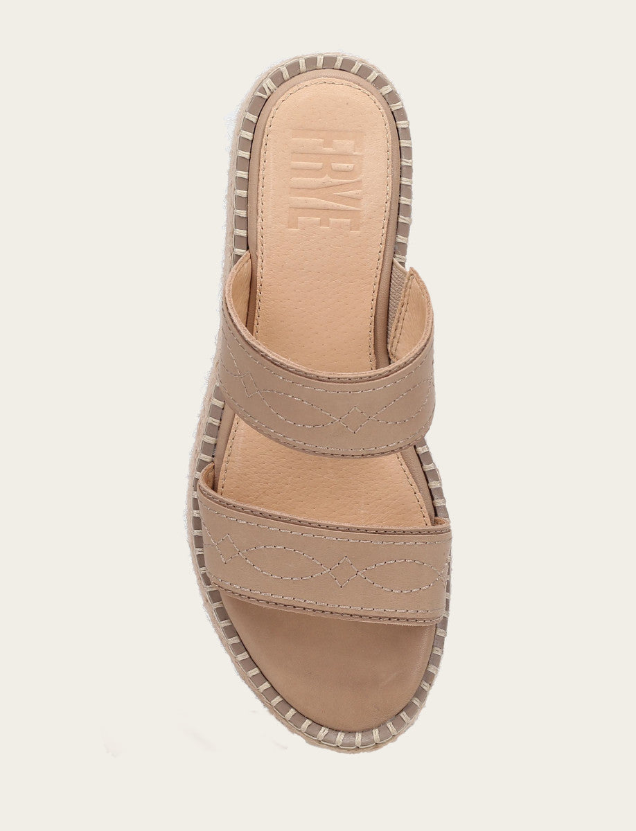 Frye Women's Clay Joy Woodstock 2 Band Platform Slide Sandals Clay