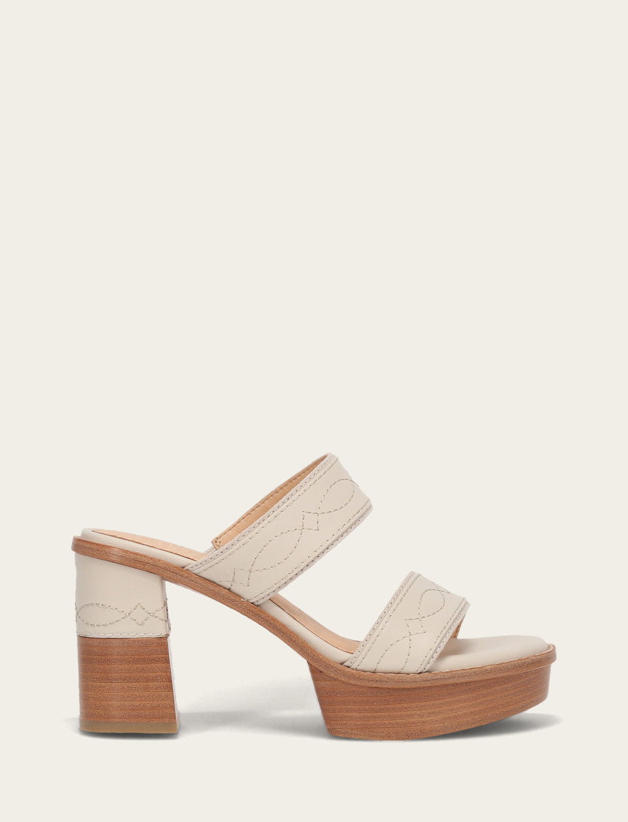 Frye Women's Ivory Pipa Woodstock 2 Band Platform Sandals Ivory