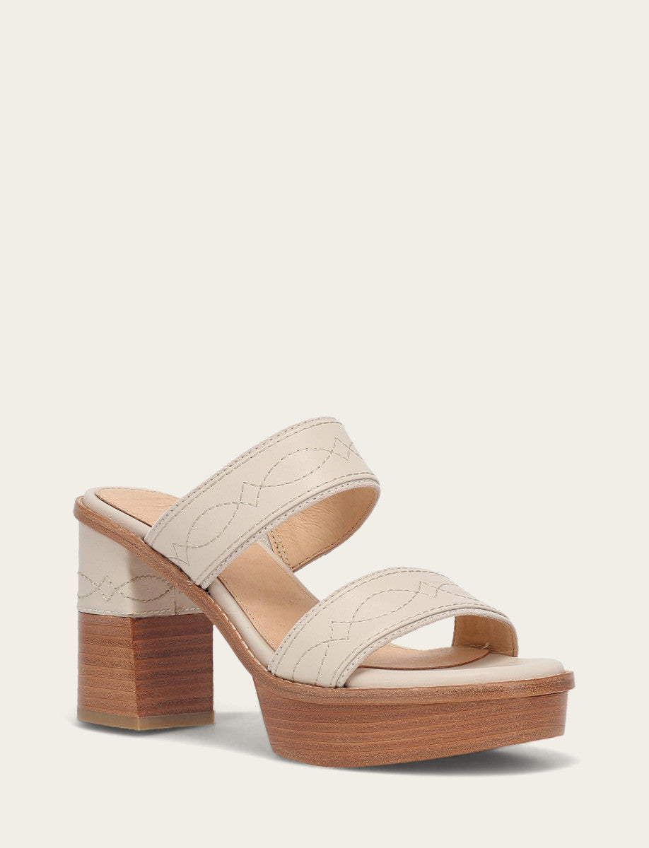 Frye Women's Ivory Pipa Woodstock 2 Band Platform Sandals Ivory