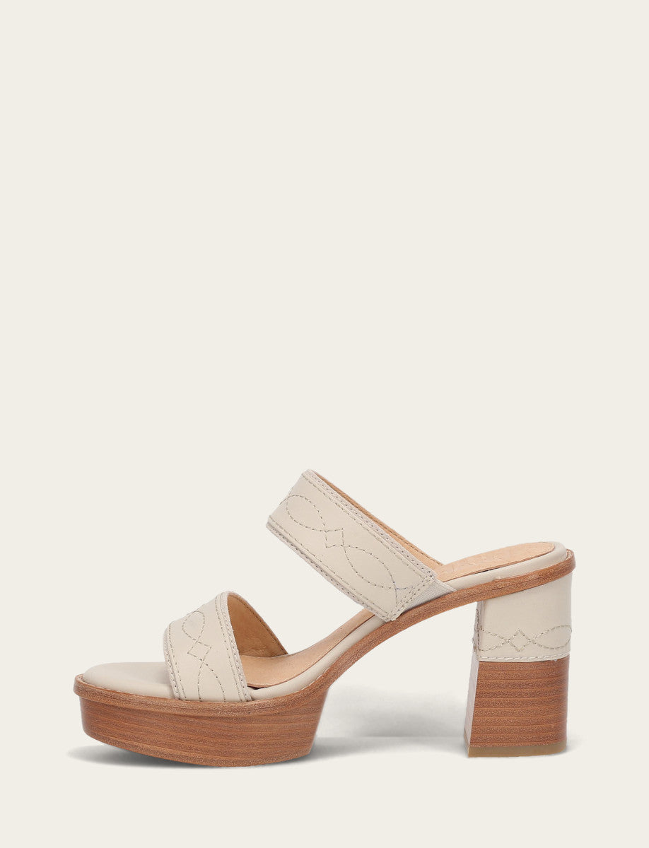 Frye Women's Ivory Pipa Woodstock 2 Band Platform Sandals Ivory