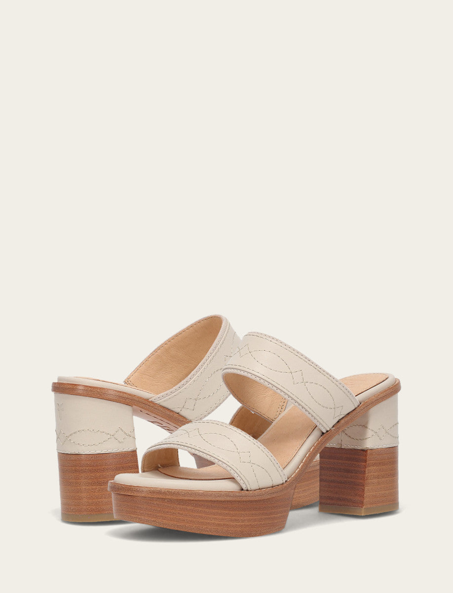 Frye Women's Ivory Pipa Woodstock 2 Band Platform Sandals Ivory