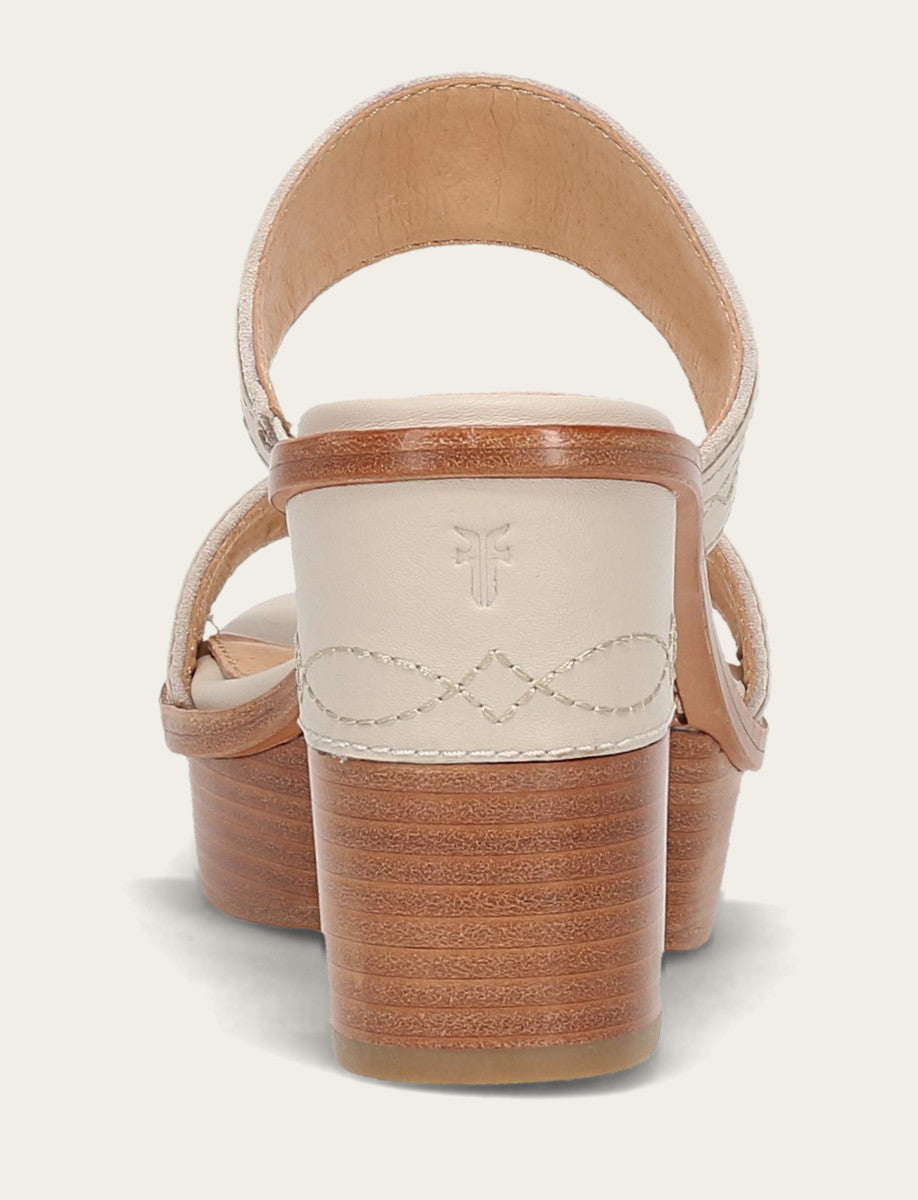 Frye Women's Ivory Pipa Woodstock 2 Band Platform Sandals Ivory