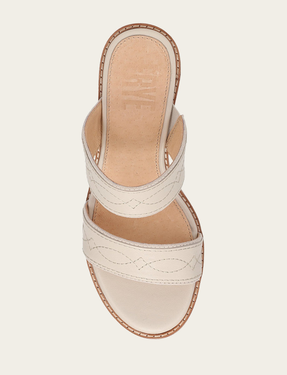 Frye Women's Ivory Pipa Woodstock 2 Band Platform Sandals Ivory