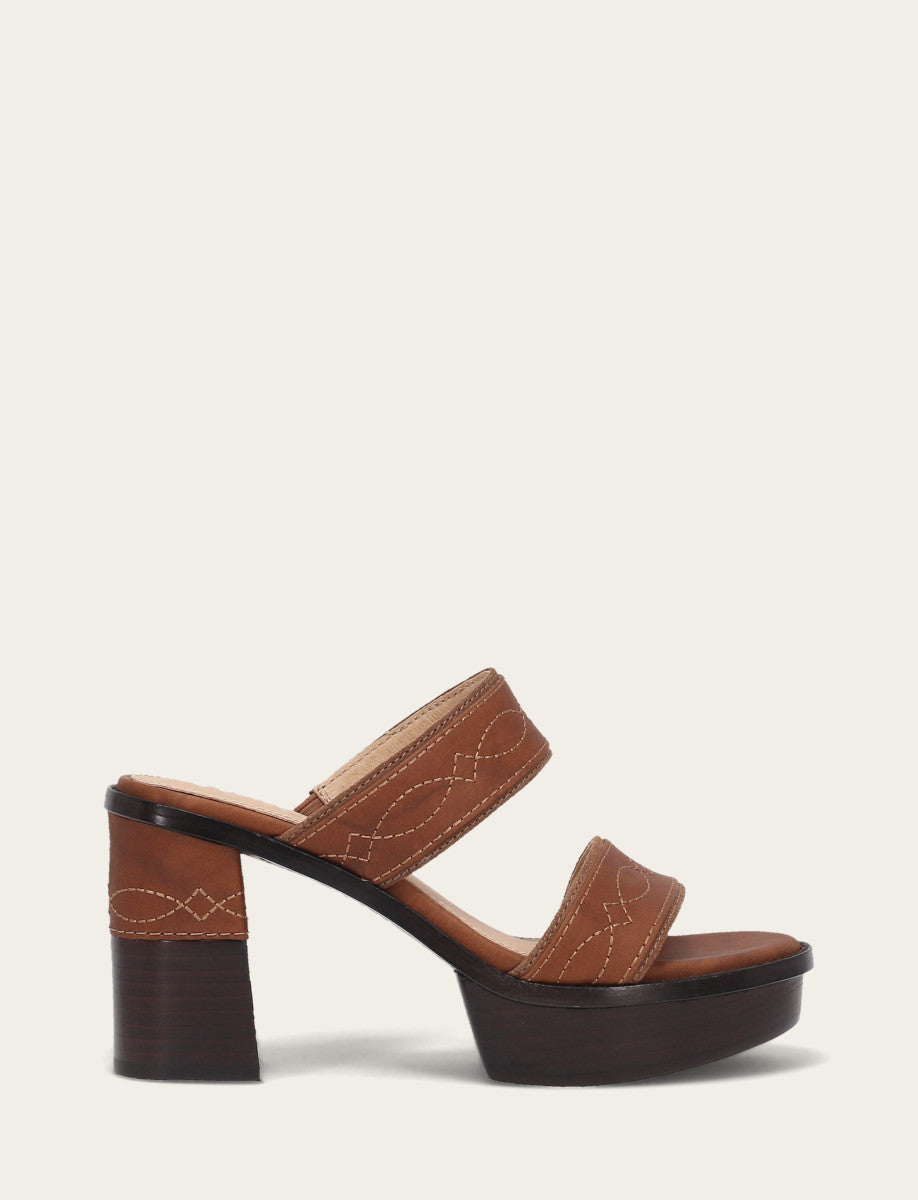 Frye Women's Saddle Pipa Woodstock 2 Band Platform Sandals Saddle