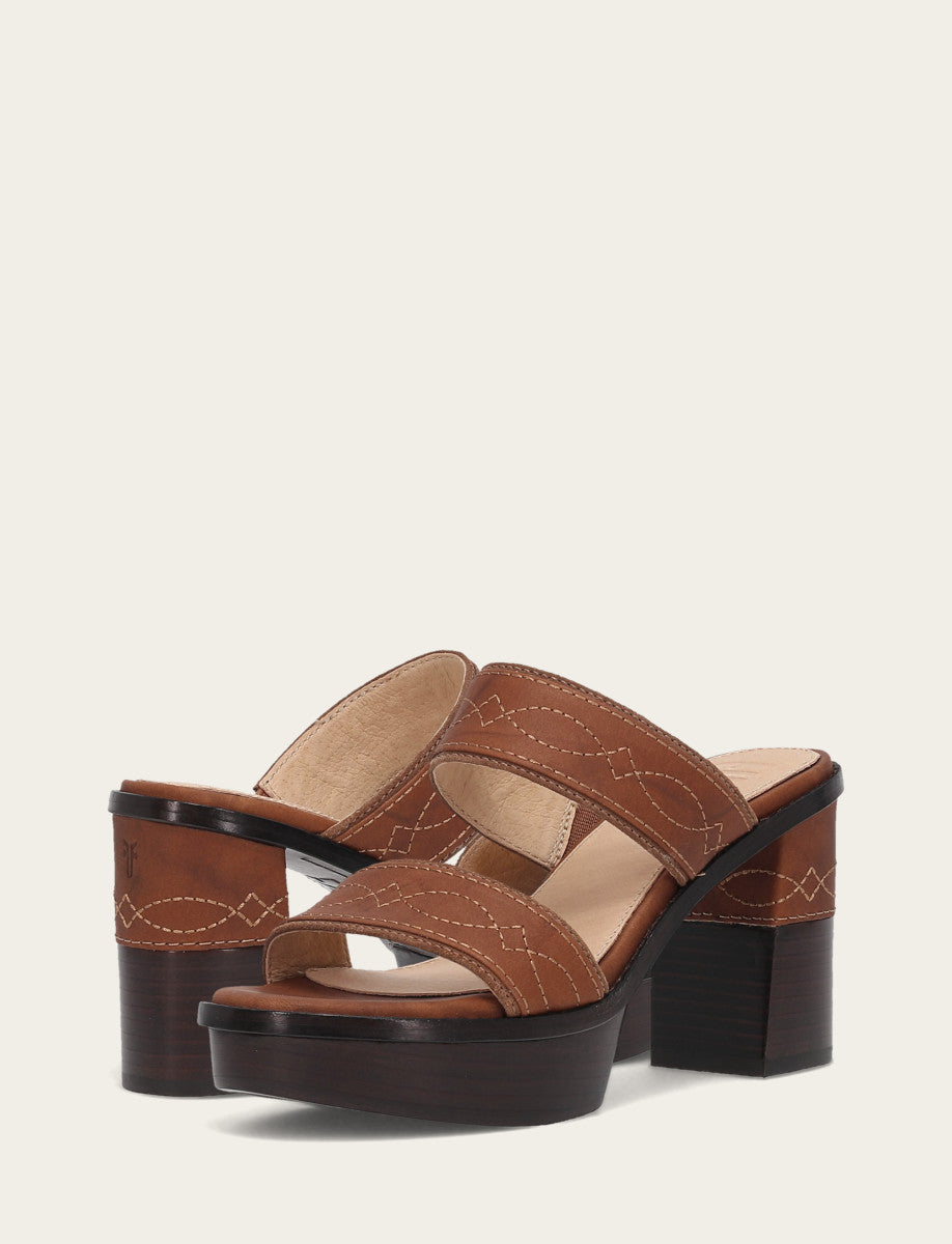 Frye Women's Saddle Pipa Woodstock 2 Band Platform Sandals Saddle