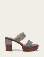 Frye Women's Grey Sky Pipa Woodstock 2 Band Platform Sandals Grey Sky