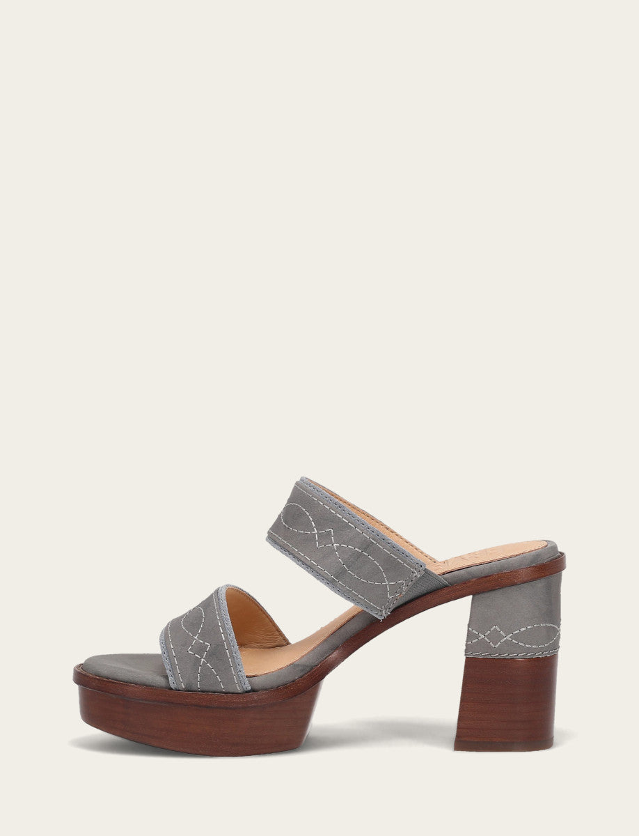 Frye Women's Grey Sky Pipa Woodstock 2 Band Platform Sandals Grey Sky
