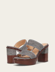 Frye Women's Grey Sky Pipa Woodstock 2 Band Platform Sandals Grey Sky