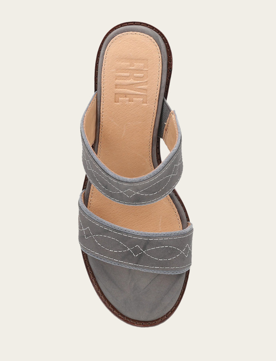 Frye Women's Grey Sky Pipa Woodstock 2 Band Platform Sandals Grey Sky