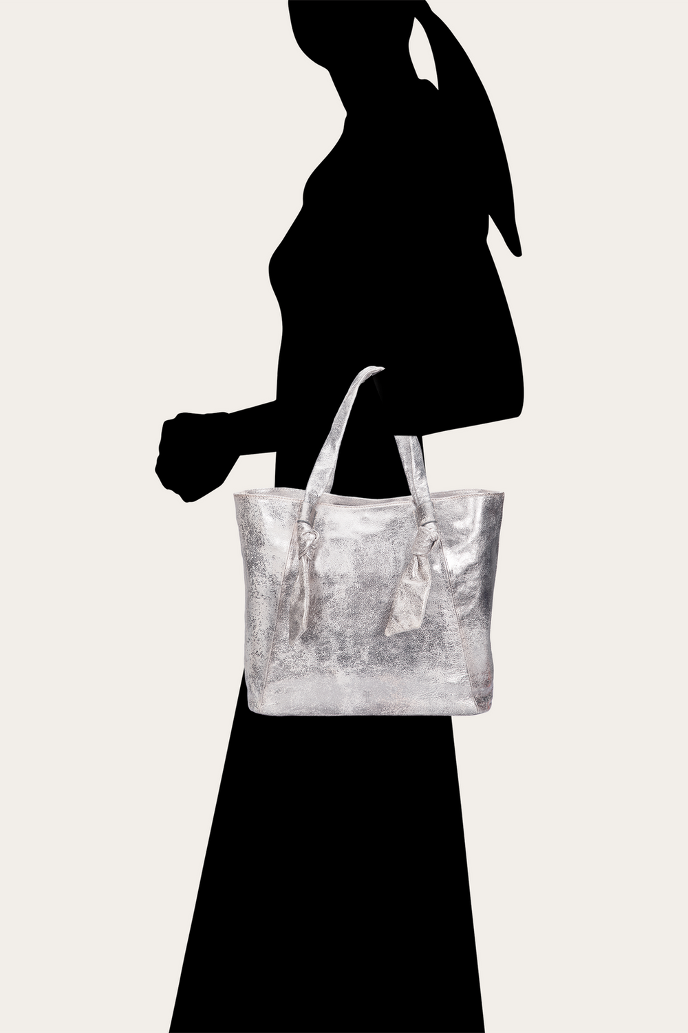 Frye Women's Nora Knotted Tote Bag Cream Metallic