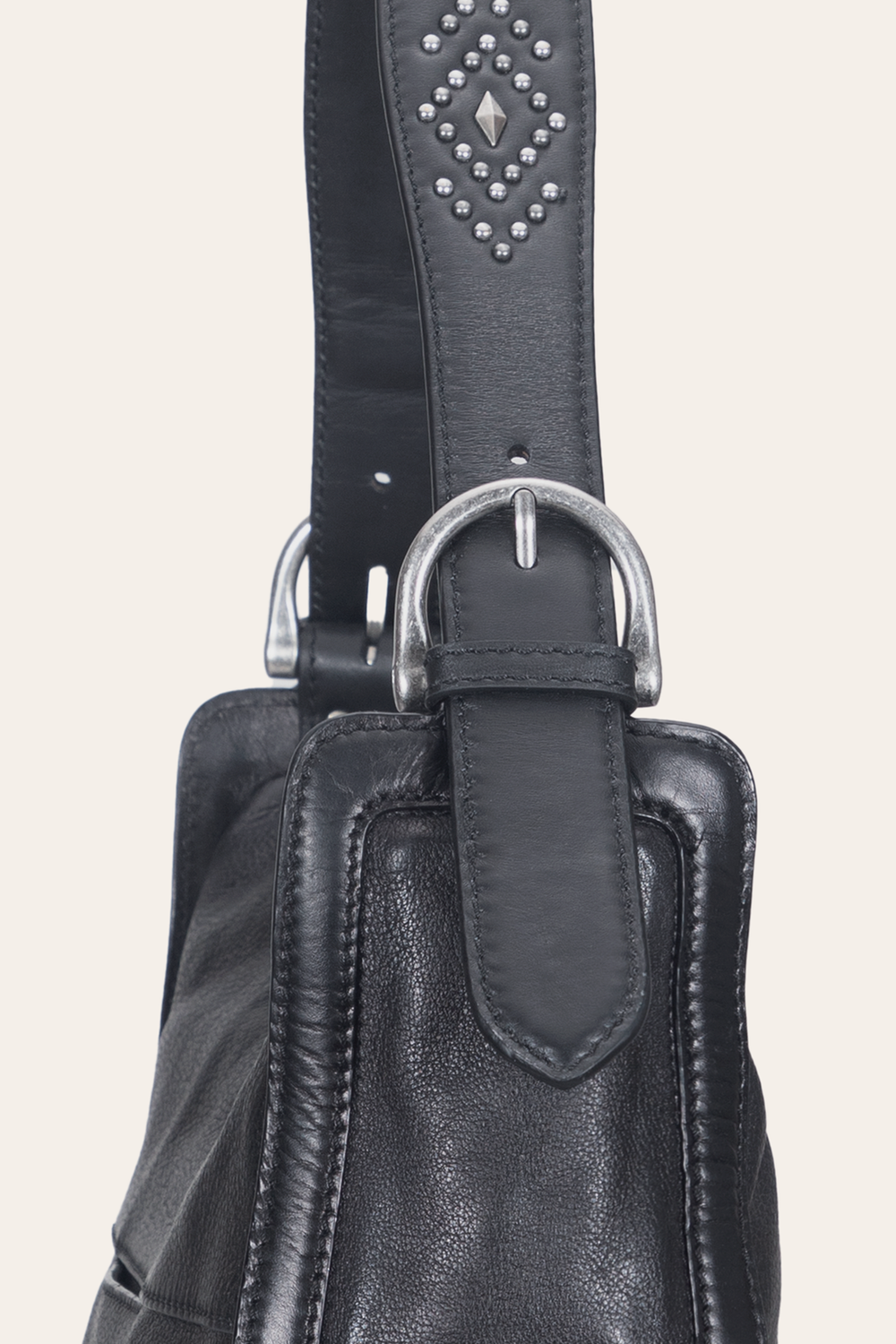 Frye Women's Black Carla Studded Hobo Handbag Black