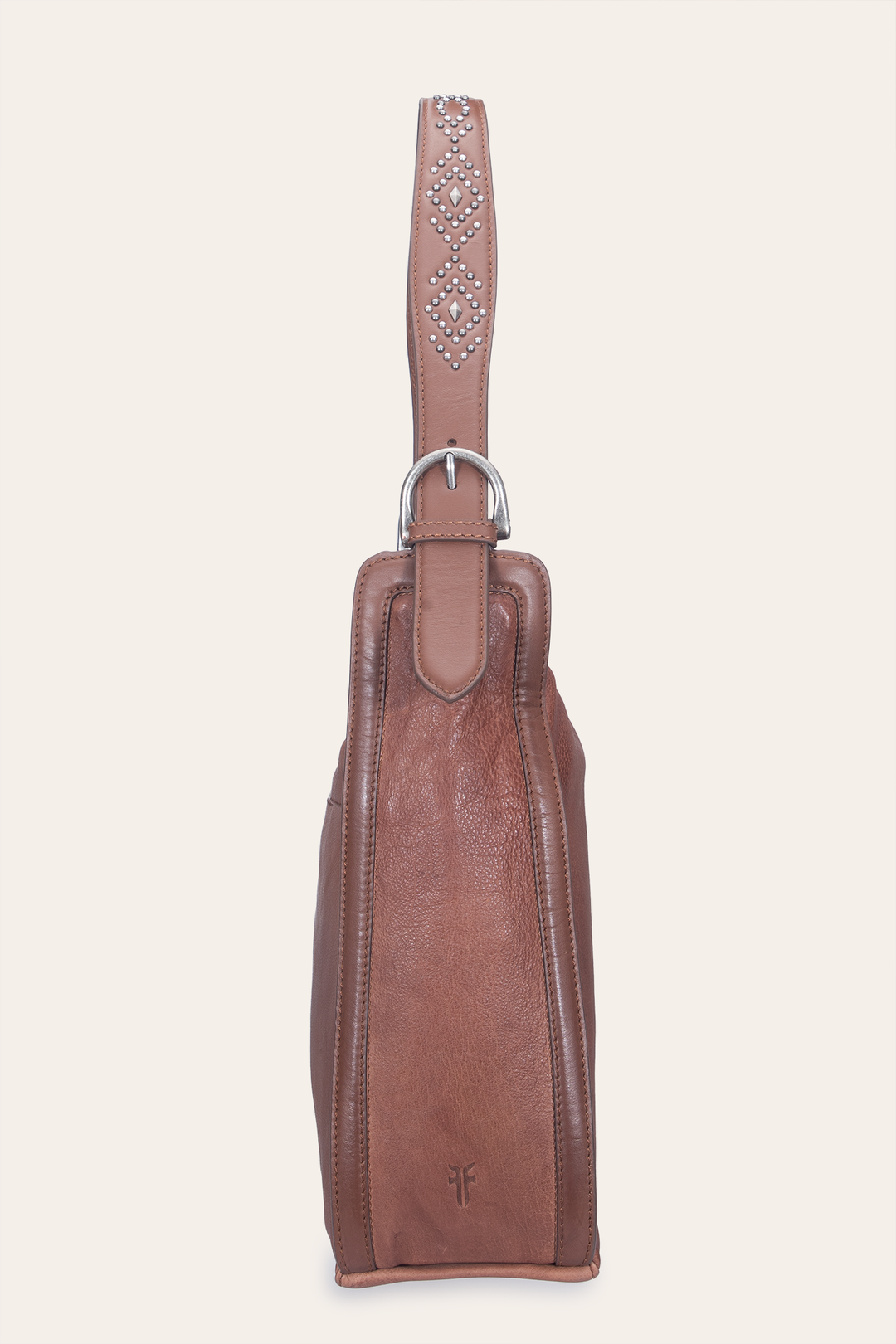 Frye Women's Cognac Carla Studded Hobo Handbag Cognac