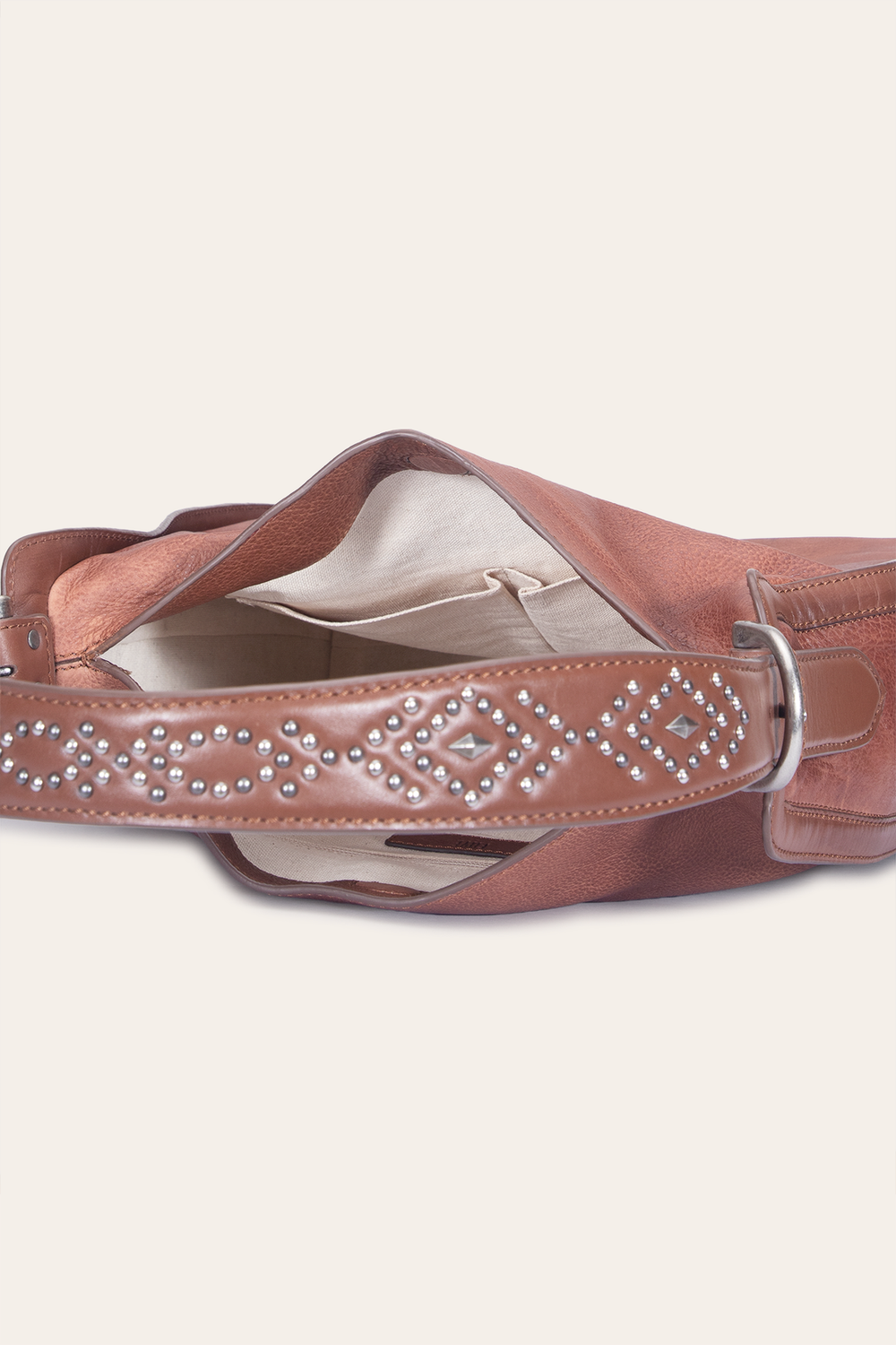 Frye Women's Cognac Carla Studded Hobo Handbag Cognac
