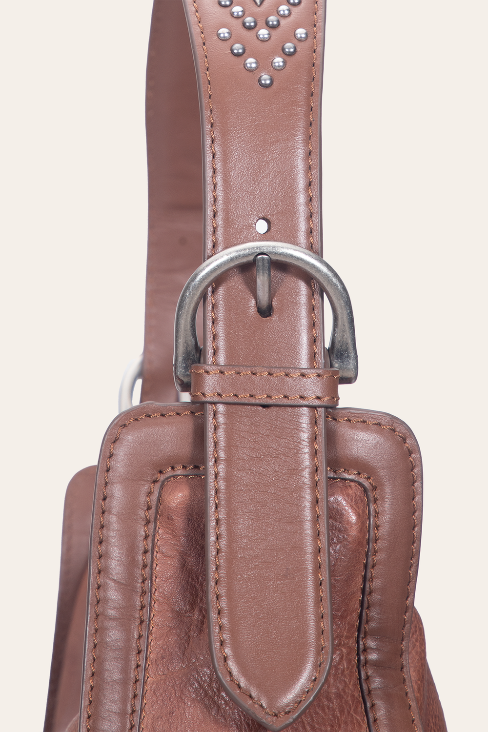 Frye Women's Cognac Carla Studded Hobo Handbag Cognac