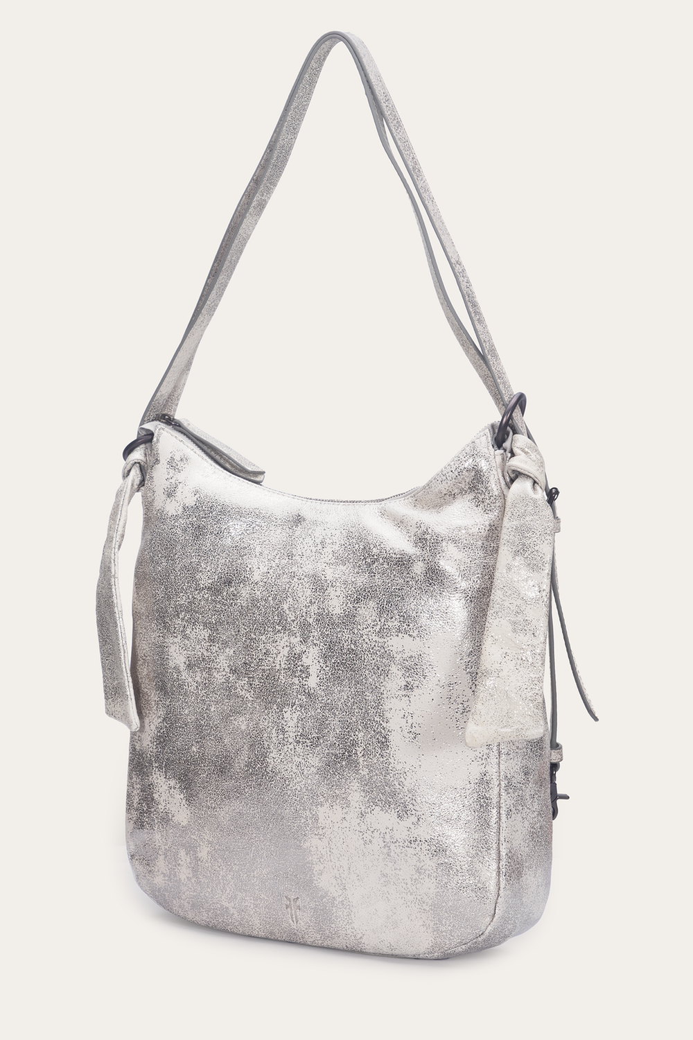 Frye Women's Nora Backpack Hobo Handbag Cream Metallic