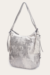 Frye Women's Nora Backpack Hobo Handbag Cream Metallic