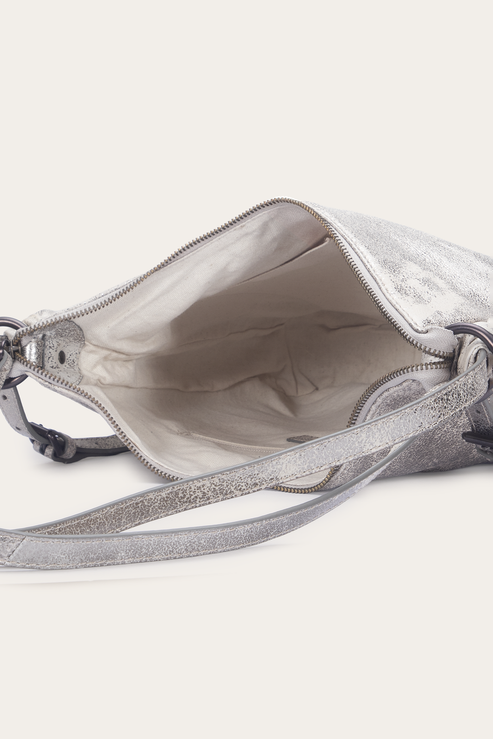 Frye Women's Nora Backpack Hobo Handbag Cream Metallic