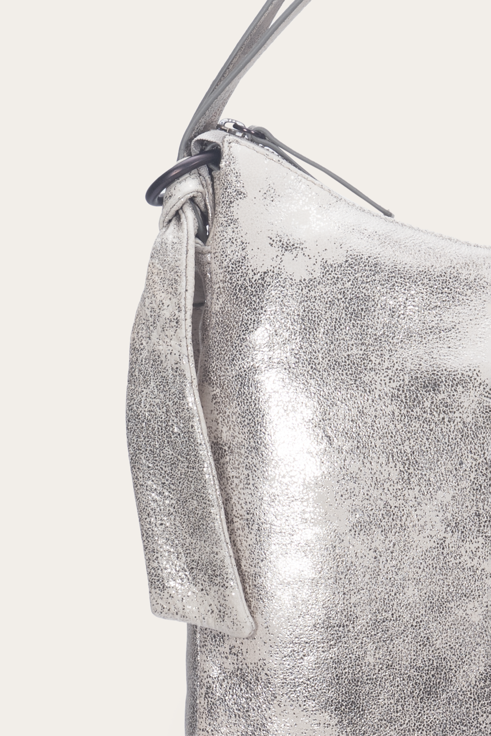 Frye Women's Nora Backpack Hobo Handbag Cream Metallic