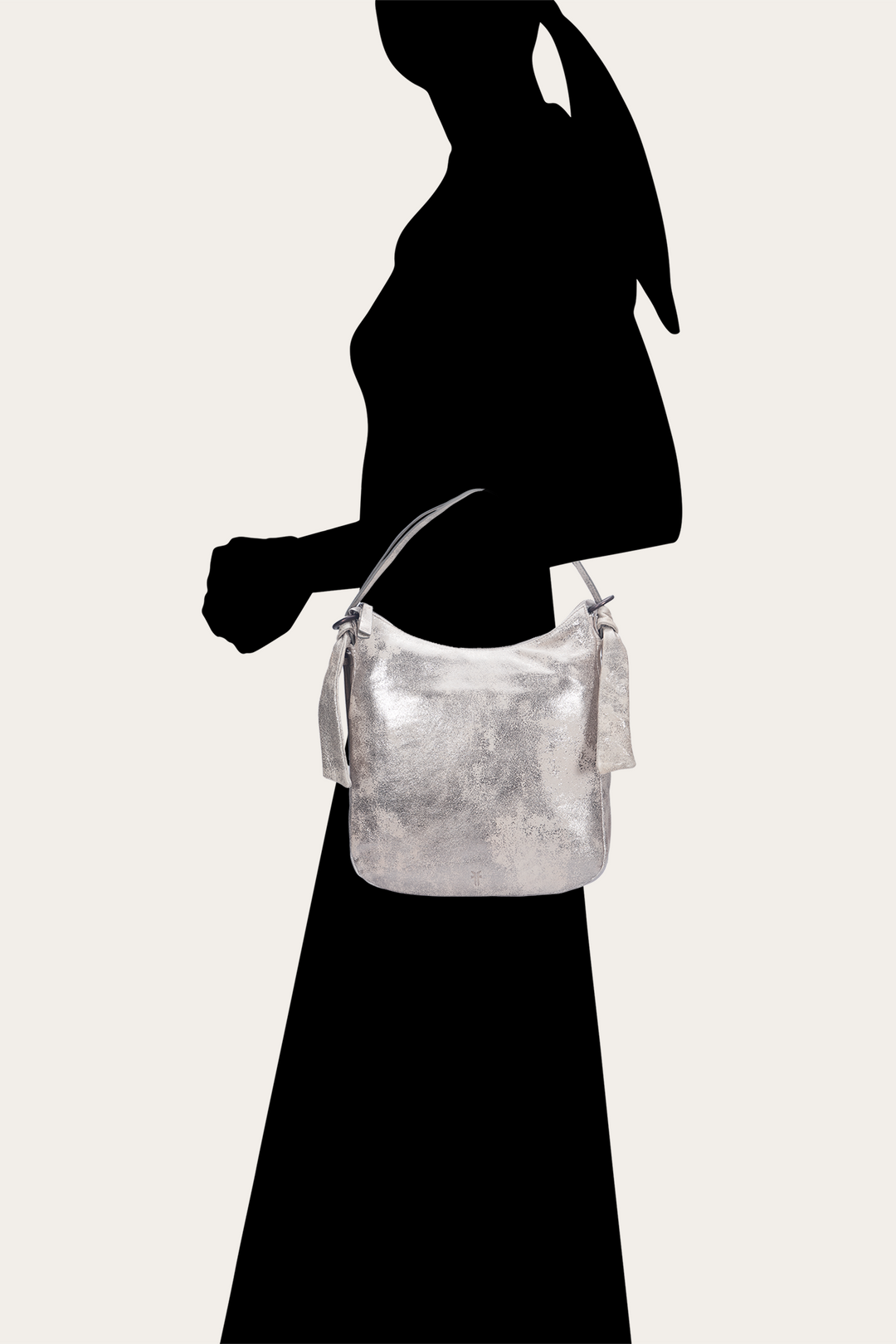 Frye Women's Nora Backpack Hobo Handbag Cream Metallic
