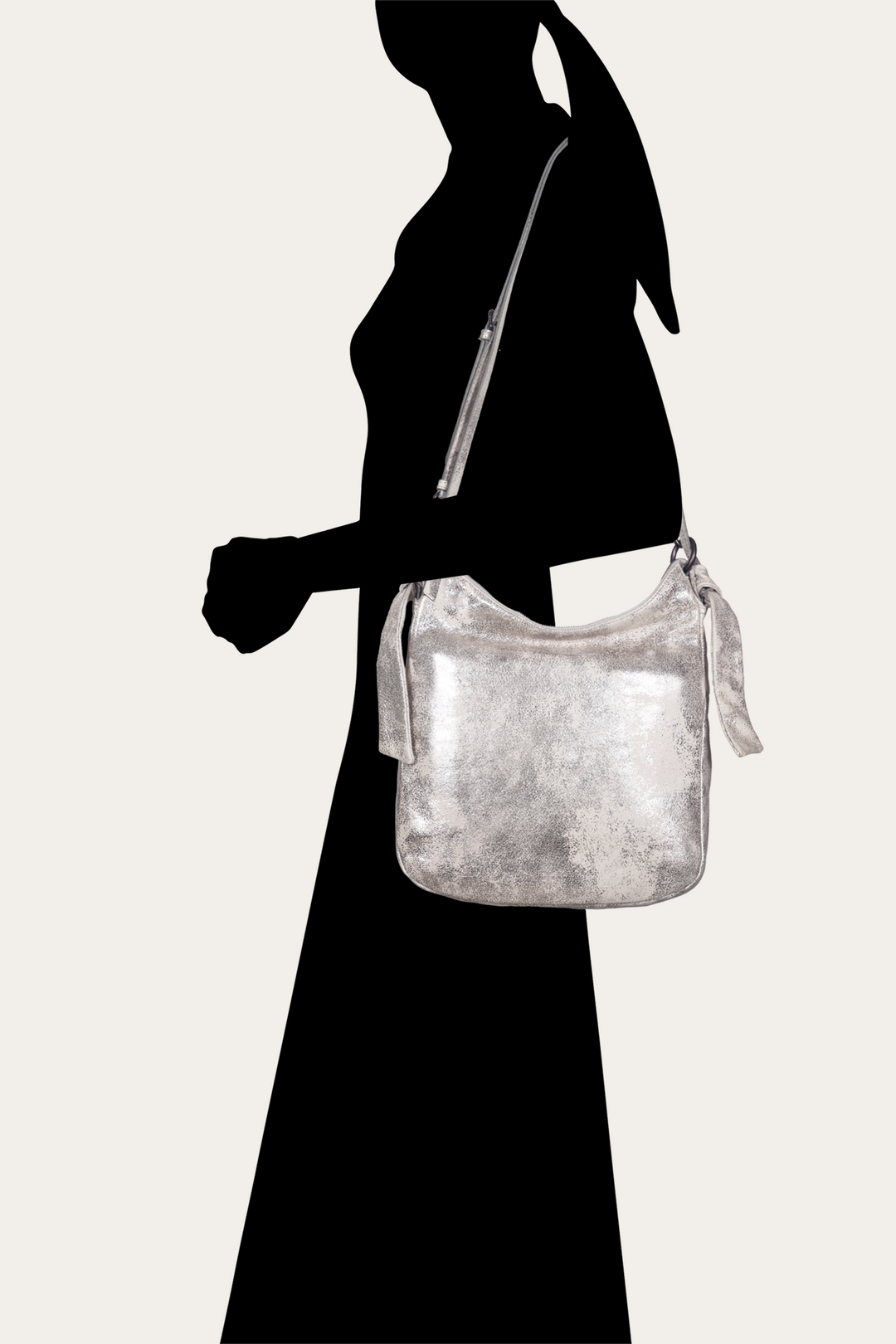 Frye Women's Nora Backpack Hobo Handbag Cream Metallic