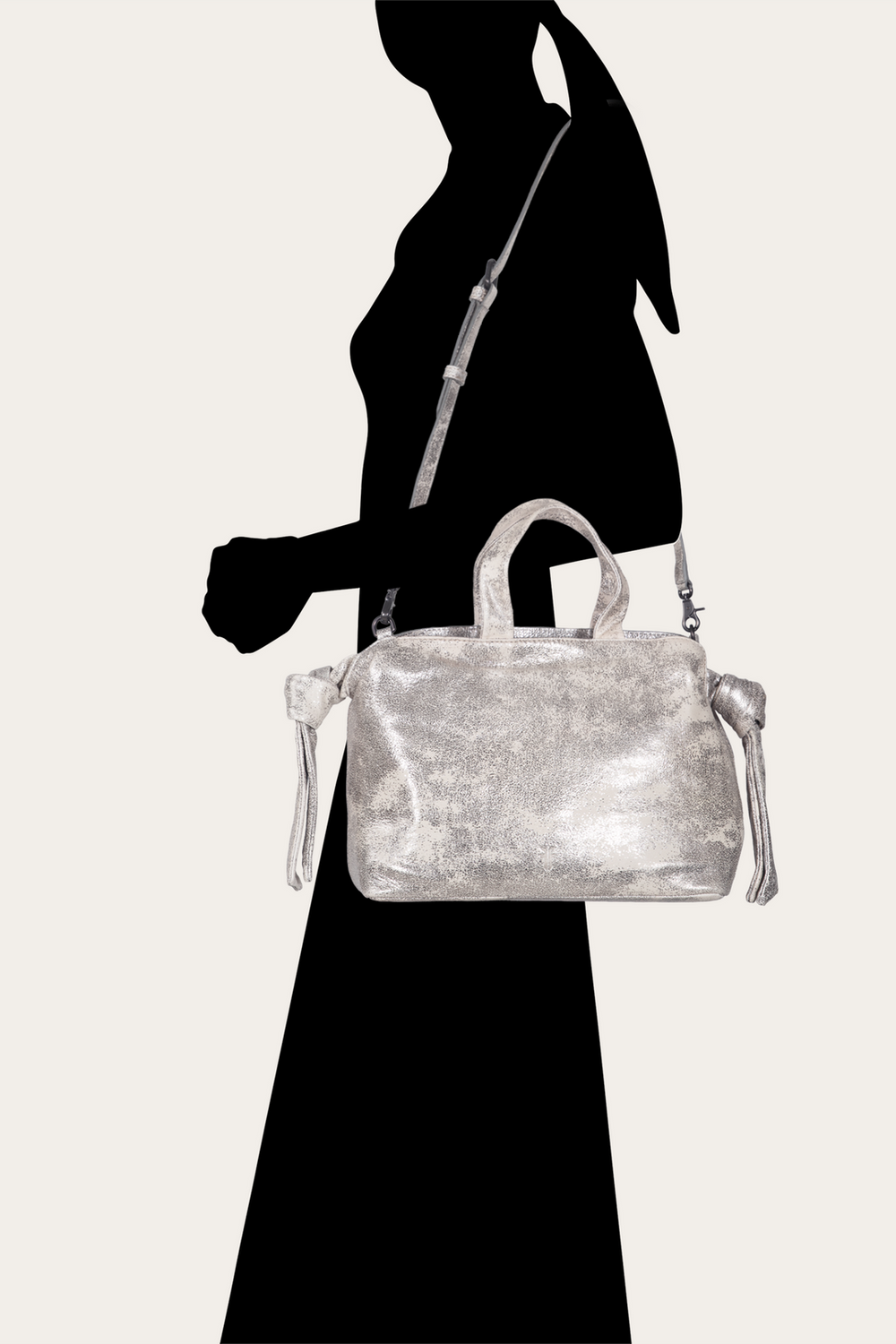 Frye Women's Nora Satchel Handbag Cream Metallic