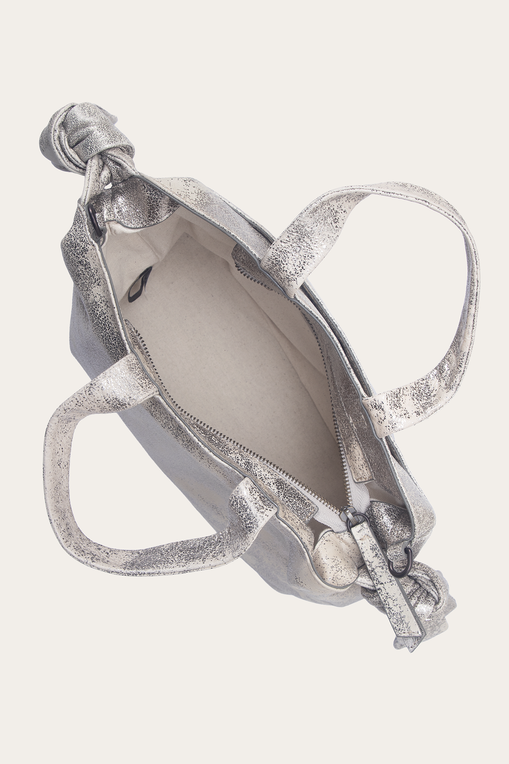 Frye Women's Nora Satchel Handbag Cream Metallic