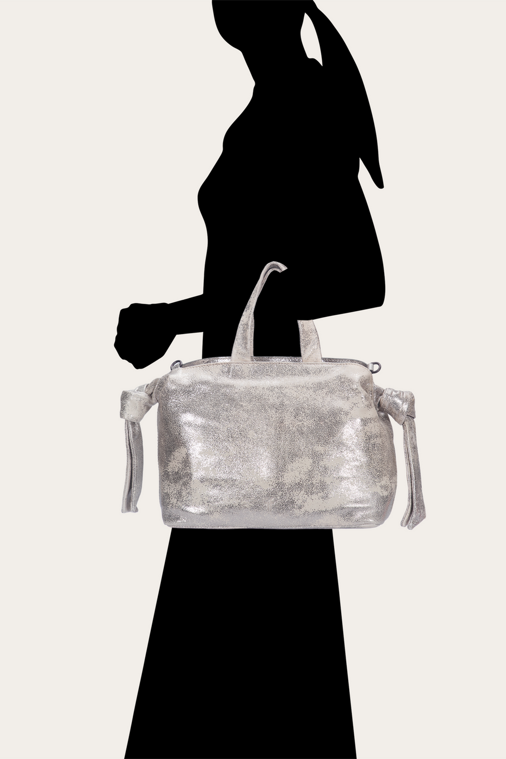 Frye Women's Nora Satchel Handbag Cream Metallic