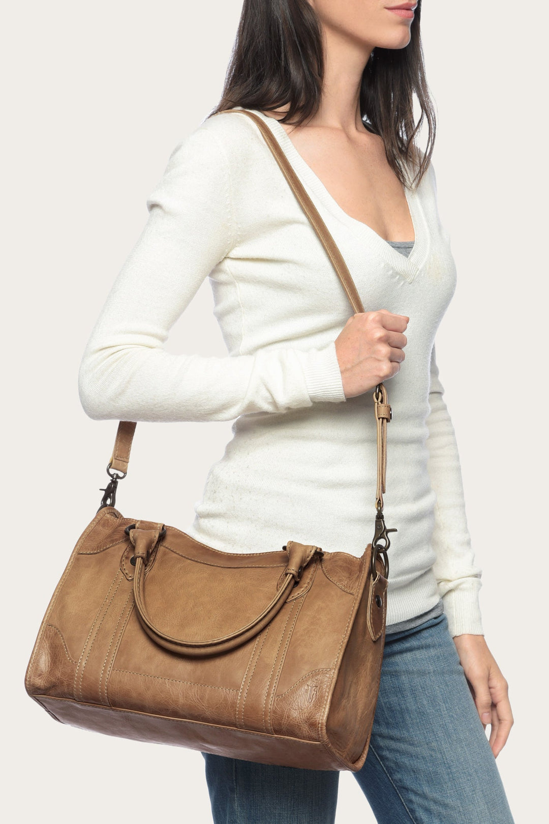 Frye Melissa Beige Satchel Beige