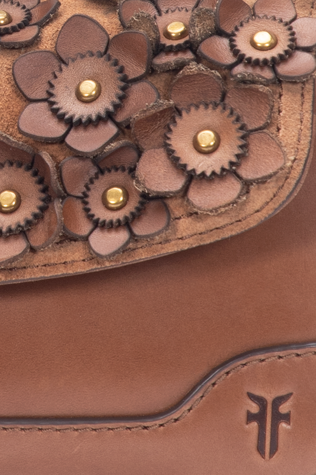 Frye Cognac Melissa Floral Convertible Mini Flap Cognac