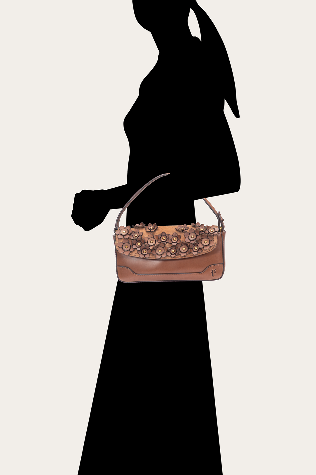 Frye Cognac Melissa Floral Convertible Mini Flap Cognac