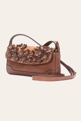Frye Cognac Melissa Floral Convertible Mini Flap Cognac