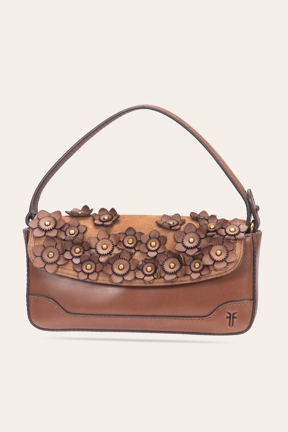 Frye Cognac Melissa Floral Convertible Mini Flap Cognac