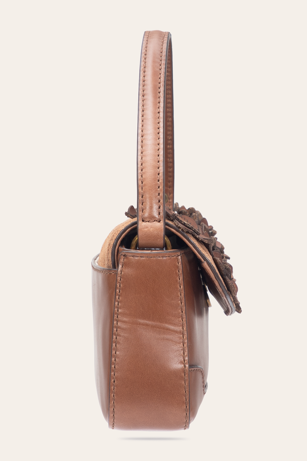 Frye Cognac Melissa Floral Convertible Mini Flap Cognac