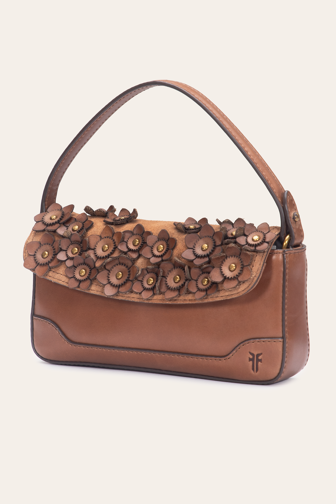 Frye Cognac Melissa Floral Convertible Mini Flap Cognac